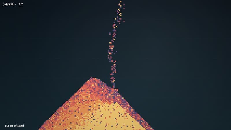 The Falling sand new tab scene in Tabbit