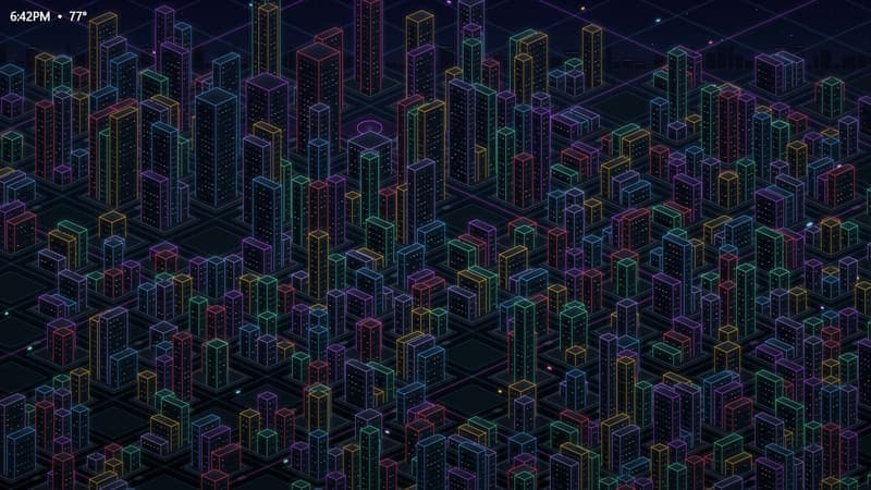 The Neon city new tab scene in Tabbit